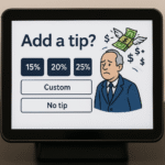 Image of a screen asking for a tip