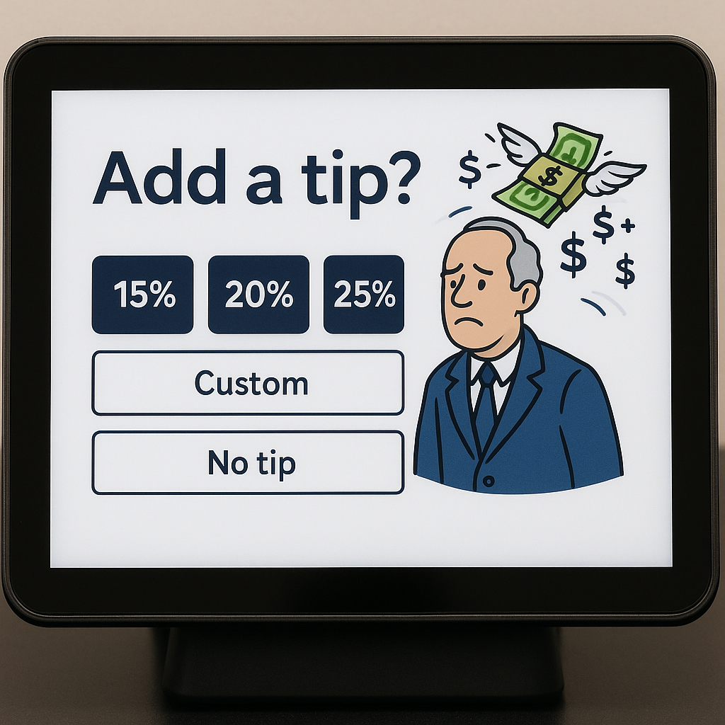 Image of a screen asking for a tip