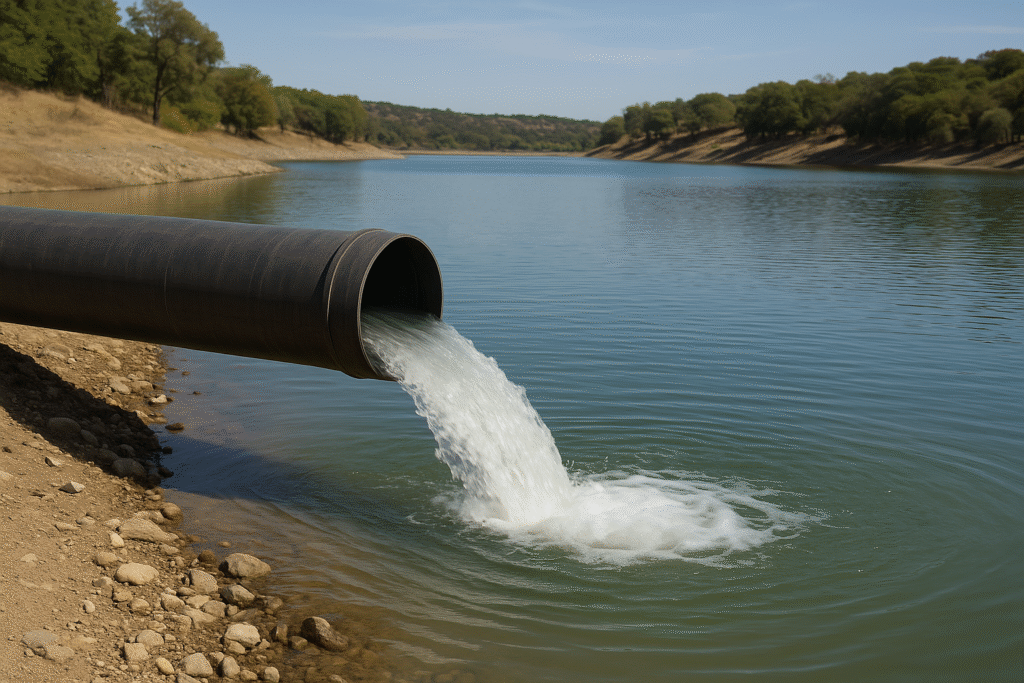 pipeline_1 Image of a pipe dumping water into a lake