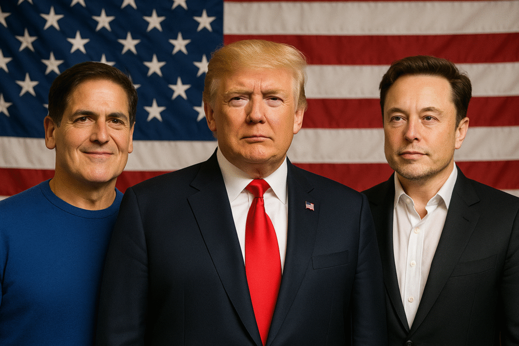 Image of Mark Cuban, Donald Trump, and Elon Musk