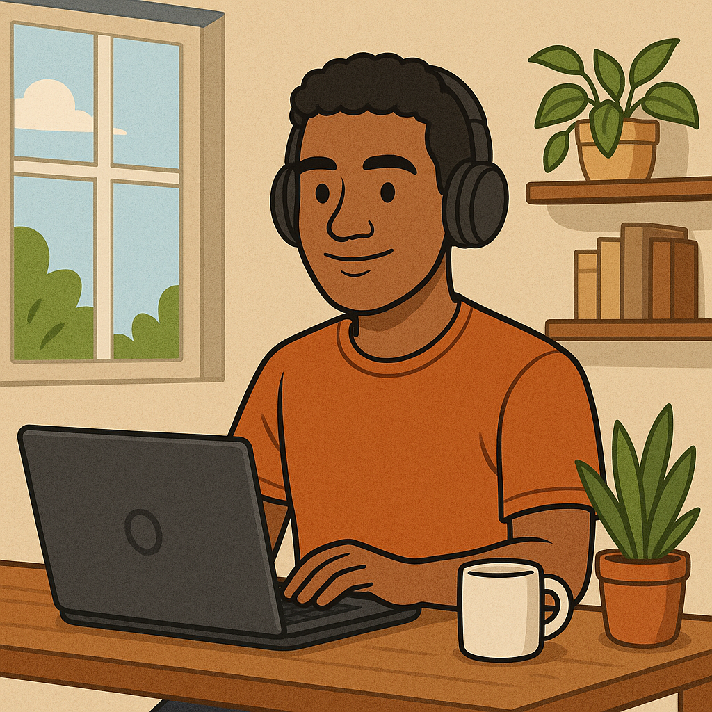Image of a person working from home on their computer.