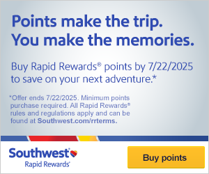 Southwest Airlines Image with a Buy Points Button.