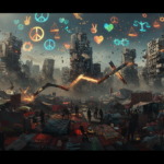 Sarcastic political commentary illustration of progressive policies causing chaos in society